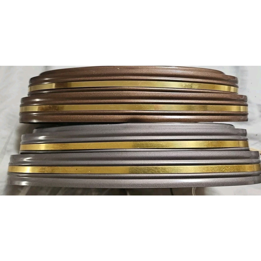 2 Vtg Tiered Metal Reading Light Bed Lamp Gold Accents Brown & Wisteria Purple